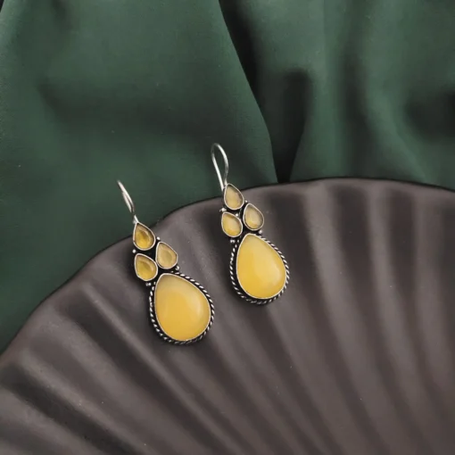 Glamaya Semi Precious Stones Hook Earring Yellow 1 GLAM-ER-ST-22-620709-43-5