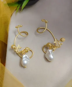 Glamaya Mohini Matte Polish Pearl Earcuff Earring 1 GLAM-ER-CO-36-858420-60-5