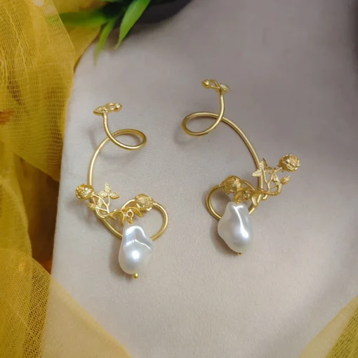 Glamaya Mohini Matte Polish Pearl Earcuff Earring 1 GLAM-ER-CO-36-858420-60-5