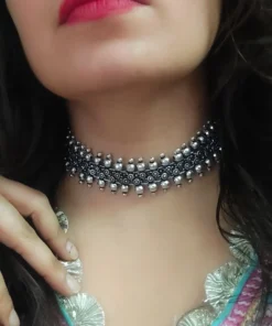 Glamaya Irya German Silver Sleek Choker Necklace 4 GLAM-NE-OX-37F5-321706-55-4