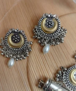 Glamaya Sarmaya Oxidised Long Fusion Necklace Earring Set 5 GLAM-CN-OX-35-873856-55-4 Glamaya Sarmaya Oxidised Long Fusion Necklace Earring Set 5 GLAM-CN-OX-35-873856-55-4