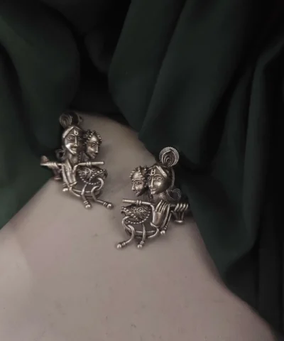 Glamaya Silver Lookalike Radha Krishna Stud Earrings 1 GLAM-ER-OX-40-334259-55-2