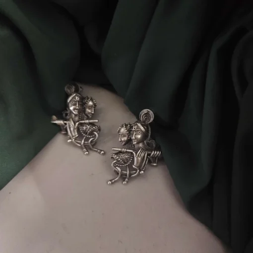 Glamaya Silver Lookalike Radha Krishna Stud Earrings 1 GLAM-ER-OX-40-334259-55-2