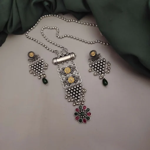 Glamaya Aarohi Oxidised Two Tone Long Chain Necklace Set 3 GLAM-CN-TT-60-594353-105-2 Glamaya Aarohi Oxidised Two Tone Long Chain Necklace Set 3 GLAM-CN-TT-60-594353-105-2