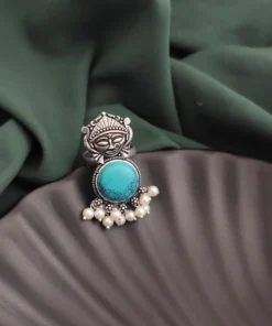 Glamaya Oxidised Durga Monalisa Stone Adjustable Ring 3 GLAM-RI-ST-12-012633-19-5