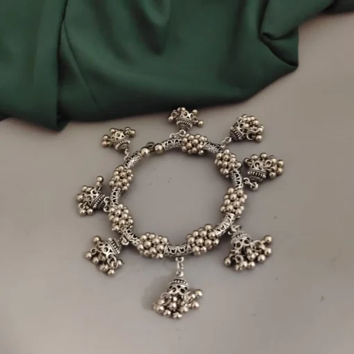Glamaya Oxidised Adjustable Jhumki Bracelet 1 GLAM-BE-OX-6F7-243486-11-9