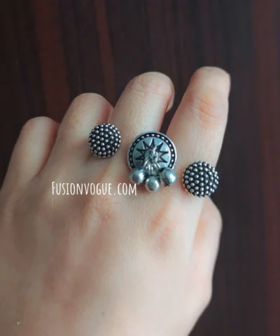 Glamaya Oxidized Adjustable Antique Finger Ring 1 GLAM-RI-OX-16F7-952505-25-3