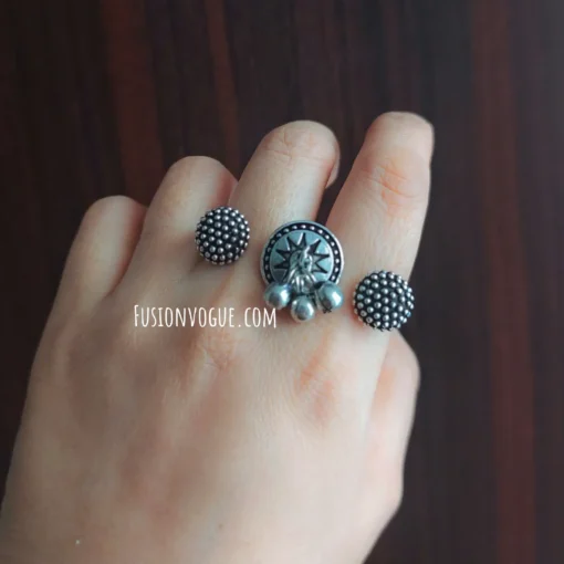 Glamaya Oxidized Adjustable Antique Finger Ring 1 GLAM-RI-OX-16F7-952505-25-3