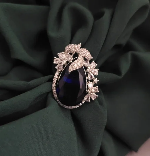 Glamaya Cz Doublet Stone Adjustable Ring Neelam 1 GLAM-RI-CZ-50-203686-65-4
