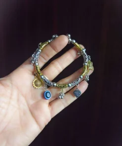 Glamaya Oxidised Two Tone Evil Eye Adjustable Bracelet 1 GLAM-BB-TT-9-832824-15-5