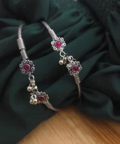 Glamaya Oxidised Flower Foot Kada 2 GLAM-BA-OX-25-842270-40-4