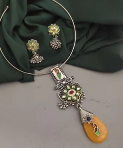 Glamaya Oxidised Fusion Hasli Necklace Earrings Set 6 GLAM-CN-OX-22F9-855198-30-7 Glamaya Oxidised Fusion Hasli Necklace Earrings Set 6 GLAM-CN-OX-22F9-855198-30-7