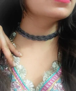 Glamaya Jagrati German Silver Sleek Choker Necklace 4 GLAM-NE-OX-33F3-027844-55-3