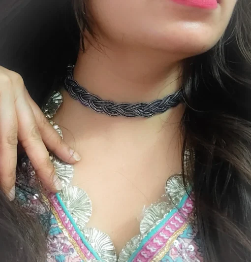 Glamaya Jagrati German Silver Sleek Choker Necklace 4 GLAM-NE-OX-33F3-027844-55-3 Glamaya Jagrati German Silver Sleek Choker Necklace 4 GLAM-NE-OX-33F3-027844-55-3