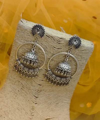 Glamaya Oxidised Peacock Lightweight Jhumka Earrings 1 GLAM-ER-OX-10-330207-15-5
