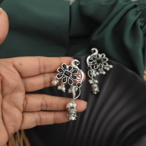 Glamaya Oxidised Peacock Jhumki Earring 7 GLAM-ER-OX-10-552650-17-5 Glamaya Oxidised Peacock Jhumki Earring 7 GLAM-ER-OX-10-552650-17-5