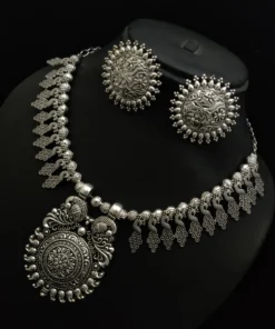 Glamaya Classy Neckset Oxidised German Silver Bohemian Traditional Jewellery Set 1 GLAM-CN-OX-30-846764-59-5