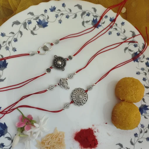 Glamaya Oxidized Rakhi Set Of 4 Pc 1 GLAM-CB-OX-20-156016-37-5