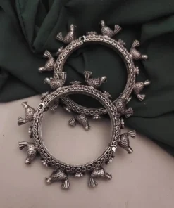 Glamaya Oxidised Bird Bangles Screw Openable Pair 1 GLAM-BB-OX-183F3-476319-233-3