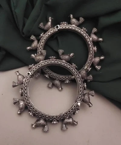 Glamaya Oxidised Bird Bangles Screw Openable Pair 1 GLAM-BB-OX-183F3-476319-233-3