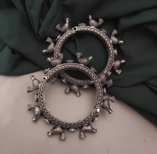 Glamaya Oxidised Bird Bangles Screw Openable Pair 1 GLAM-BB-OX-183F3-476319-233-3