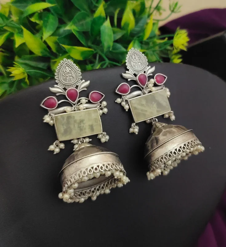 Glamaya Alia Bhatt Inspired Silver 92.5 Plated Lightweight Jhumka 1 GLAM-ER-OX-35-216285-55-10
