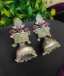 Glamaya Alia Bhatt Inspired Silver 92.5 Plated Lightweight Jhumka 1 GLAM-ER-OX-35-216285-55-10