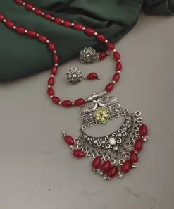 Glamaya Oxidsed Glass Beads Long Necklace Earrings Set 5 GLAM-CN-BE-75-675239-105-2 Glamaya Oxidsed Glass Beads Long Necklace Earrings Set 5 GLAM-CN-BE-75-675239-105-2