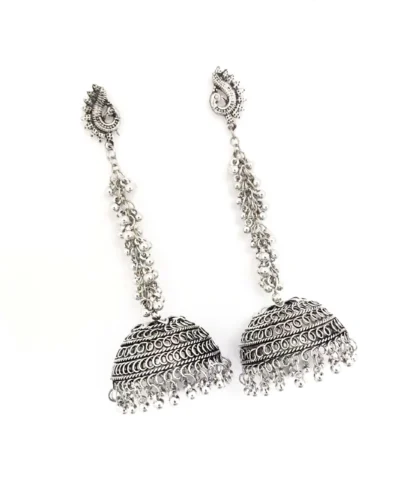 Glamaya Beautiful Big Size Silver Plated Ethnic Jhumka Earring 1 GLAM-ER-OX-23F3-125794-45-3