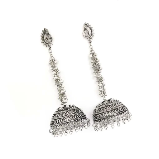 Glamaya Beautiful Big Size Silver Plated Ethnic Jhumka Earring 1 GLAM-ER-OX-23F3-125794-45-3