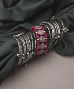 Glamaya Oxidised Bangles Combo Set Of 17 Pc Rani 1 GLAM-CB-OX-30-388350-38-10