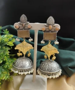Glamaya Shanaya Silver Replica Two Tone Jhumka Earring 8 GLAM-ER-TT-80-332500-110-5 Glamaya Shanaya Silver Replica Two Tone Jhumka Earring 8 GLAM-ER-TT-80-332500-110-5