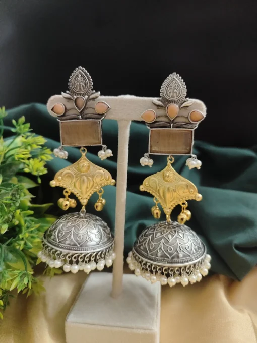 Glamaya Shanaya Silver Replica Two Tone Jhumka Earring 8 GLAM-ER-TT-80-332500-110-5 Glamaya Shanaya Silver Replica Two Tone Jhumka Earring 8 GLAM-ER-TT-80-332500-110-5