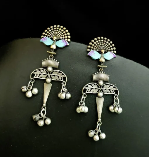 Glamaya Silver Lookalike Lightweight Peacock Stud Earrings Sky 1 GLAM-ER-OX-65-232834-99-2