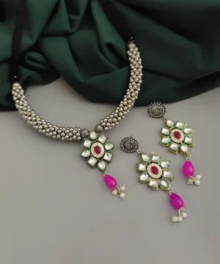 Glamaya Oxidised Ghungroo Fusion Necklace Earring Set 3 GLAM-CN-OX-18-233443-33-5