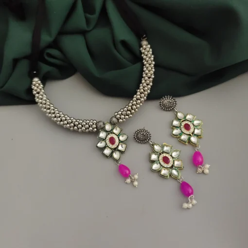 Glamaya Oxidised Ghungroo Fusion Necklace Earring Set 3 GLAM-CN-OX-18-233443-33-5 Glamaya Oxidised Ghungroo Fusion Necklace Earring Set 3 GLAM-CN-OX-18-233443-33-5