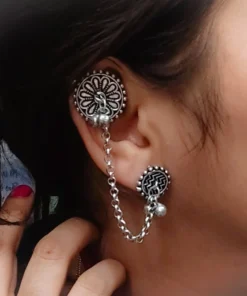 Glamaya Ria Oxidised Chain Earclips Earring 2 GLAM-ER-OX-40-311636-55-2