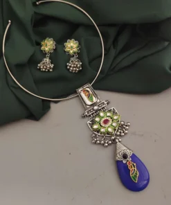 Glamaya Oxidised Fusion Hasli Necklace Earrings Set 4 GLAM-CN-OX-22F9-855198-30-7