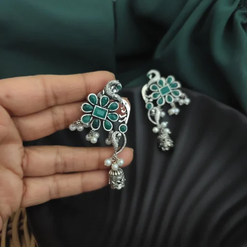 Glamaya Oxidised Peacock Jhumki Earring 4 GLAM-ER-OX-10-552650-17-5 Glamaya Oxidised Peacock Jhumki Earring 4 GLAM-ER-OX-10-552650-17-5