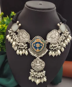 Glamaya Silver 92.5 Polish Fusion Exclusive Choker Necklace 05 1 GLAM-NE-OX-80-364422-110-10