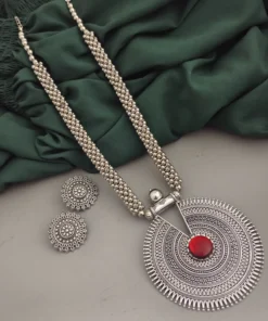 Glamaya Oxidised Long Ghungroo Necklace Earring Set 2 GLAM-CN-OX-21F4-487873-30-7