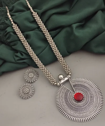 Glamaya Oxidised Long Ghungroo Necklace Earring Set 2 GLAM-CN-OX-21F4-487873-30-7