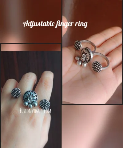 Glamaya Oxidized Adjustable Antique Finger Ring 2 GLAM-RI-OX-16F7-952505-25-3