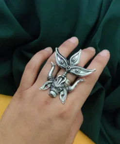 Glamaya Durga Oxidised Ethnic Adjustable Finger Ring 2 GLAM-RI-OX-9-154770-12-5