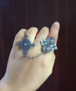 Glamaya Oxidised Chain Finger Ring 1 GLAM-RI-OX-14-972241-25-5