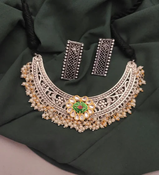 Glamaya Traditional Choker Necklace Earrings Set 1 GLAM-CN-OX-21F4-446329-30-7