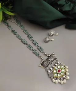 Glamaya Aadrika Long Oxidised Long Necklace Earring Set 3 GLAM-CN-OX-15-613041-21-10