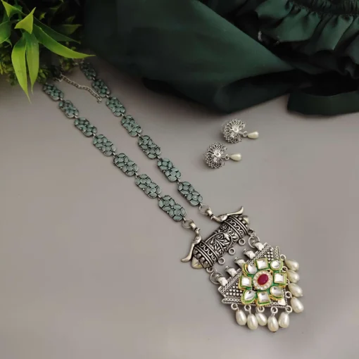 Glamaya Aadrika Long Oxidised Long Necklace Earring Set 3 GLAM-CN-OX-15-613041-21-10 Glamaya Aadrika Long Oxidised Long Necklace Earring Set 3 GLAM-CN-OX-15-613041-21-10