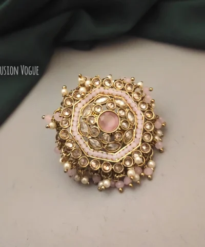Glamaya Rajwada Pink Jumbo Adjustable Ring 1 GLAM-RI-CZ-23-484155-35-10