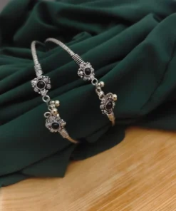 Glamaya Oxidised Flower Foot Kada 2 GLAM-BA-OX-10-779661-16-10